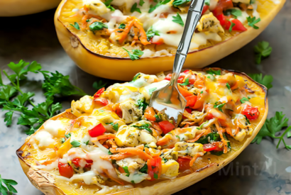 Thumbnail for Chicken and Pesto Spaghetti Squash Recipe